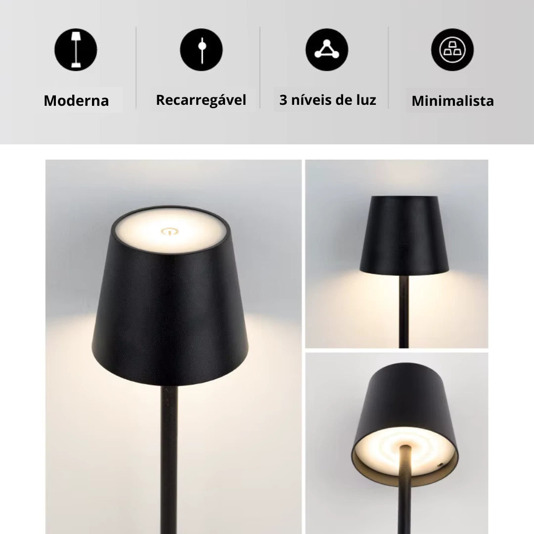Luminária Florença Sem Fio com Acendimento ao Toque - Cazehn