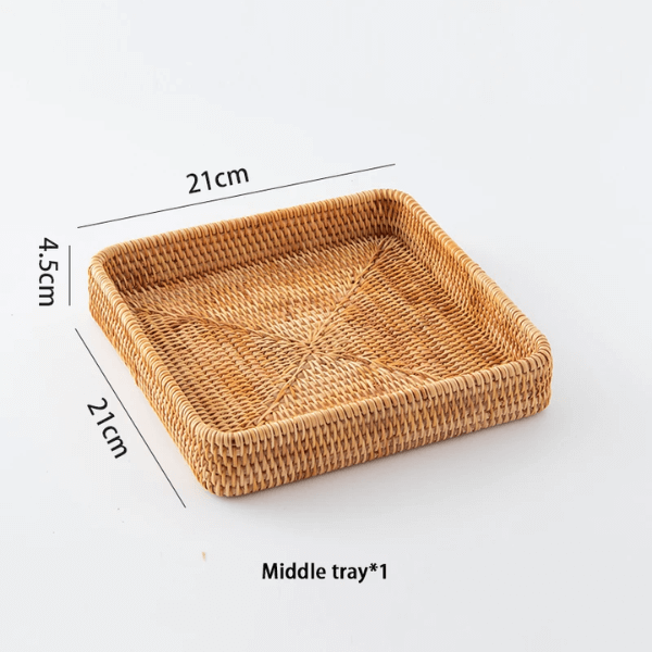 Bandeja Artesanal em Rattan Camboja - Cazehn