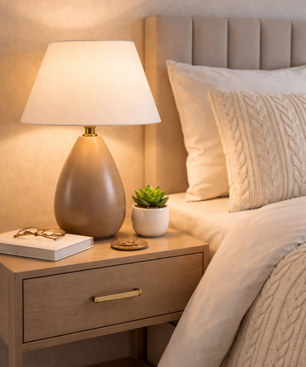 Abajur Luminaria de Ceramica Porcelana Bivolt Cupula para Decoração Quarto 2