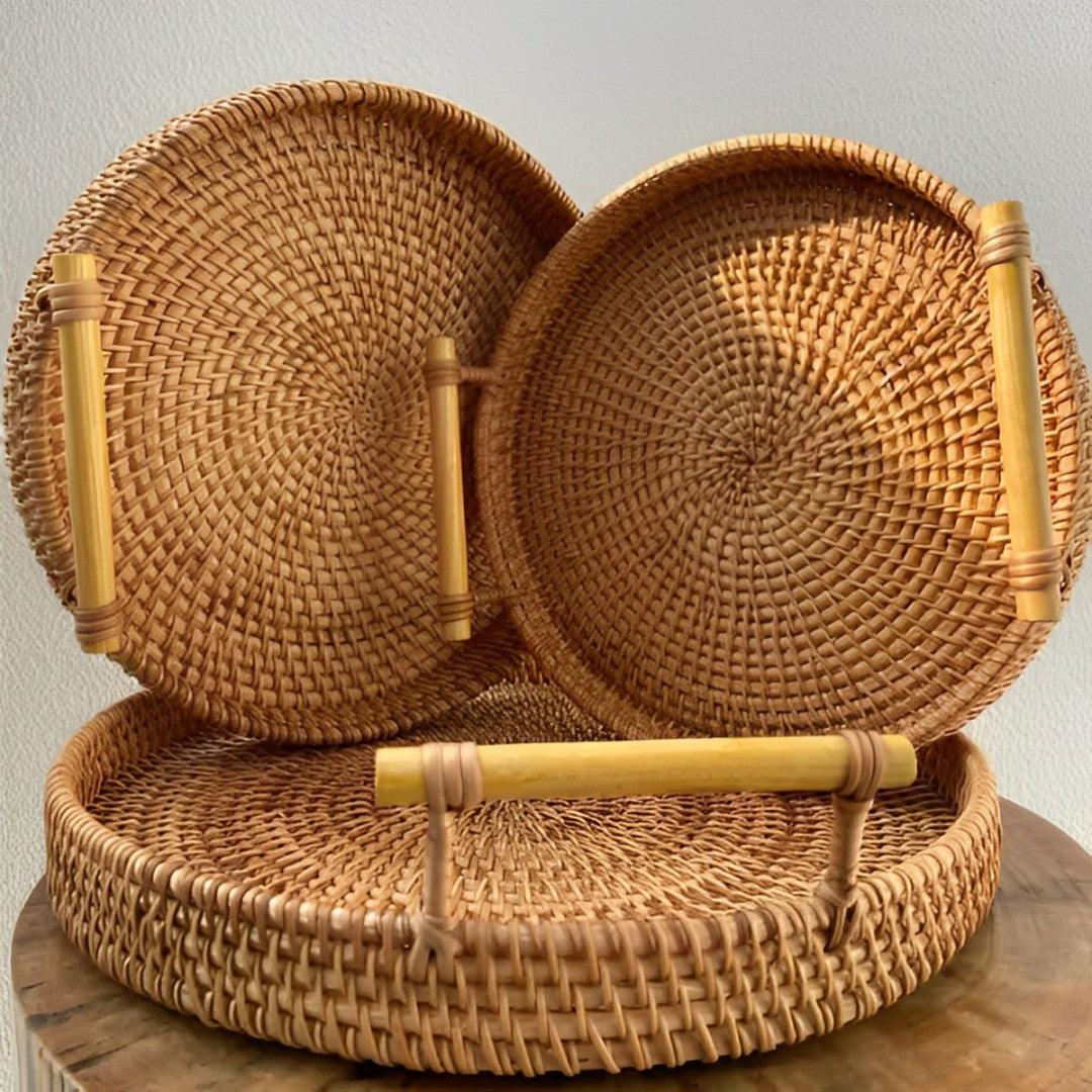 Bandeja Artesanal em Rattan Dhaka - Cazehn