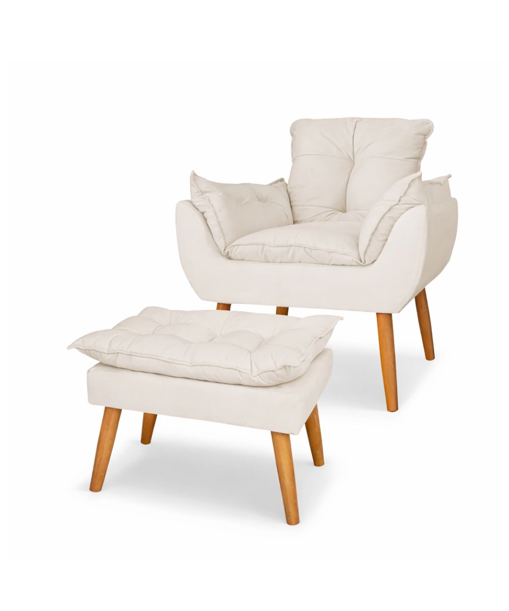 Kit Poltrona com Puff de Luxo em Suede 10