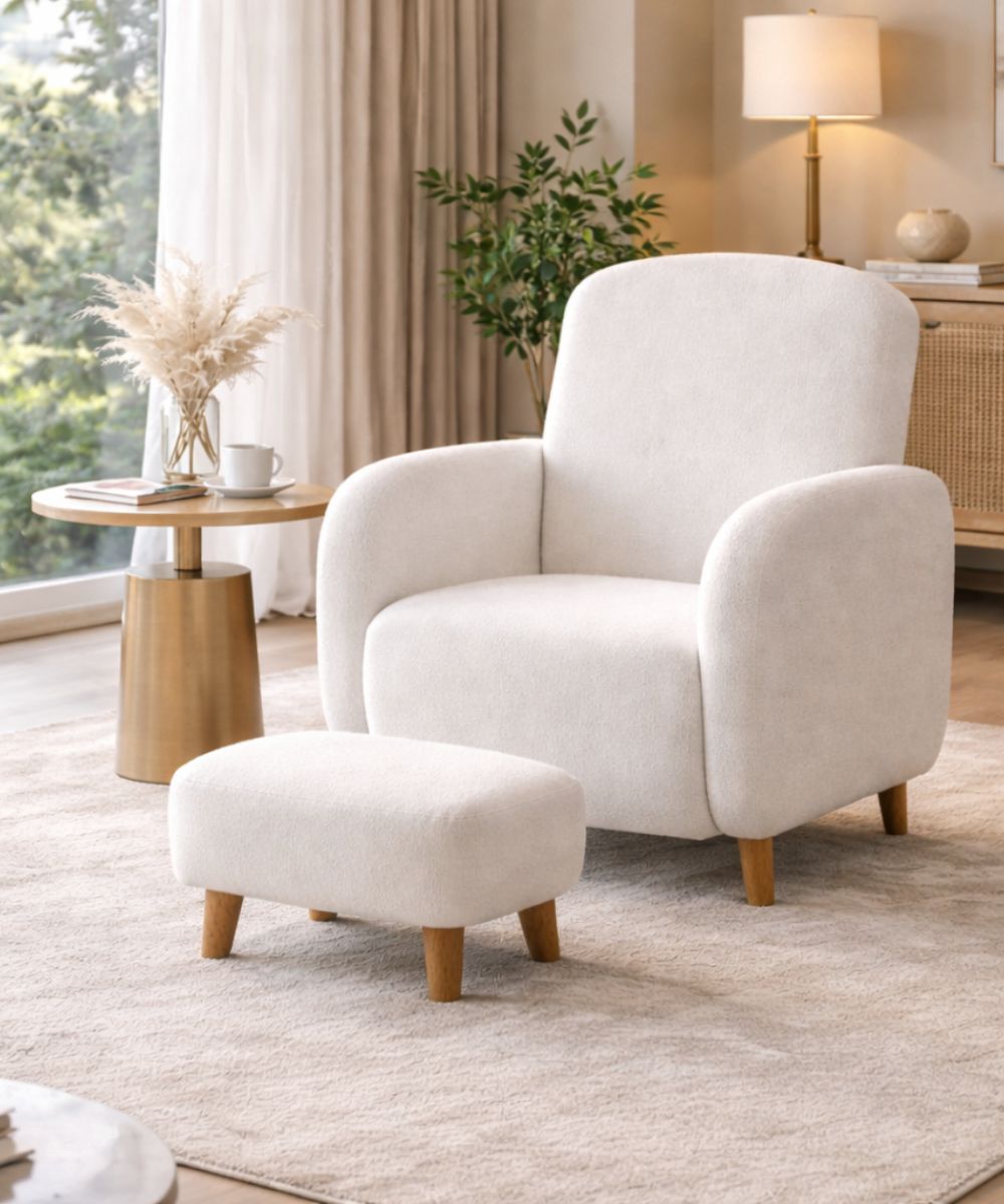 Poltrona decorativa com puff 2