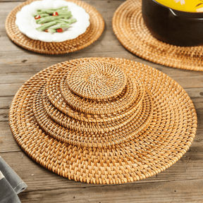 Suporte Copo Rattan Taipei 6 pçs + suporte - Cazehn