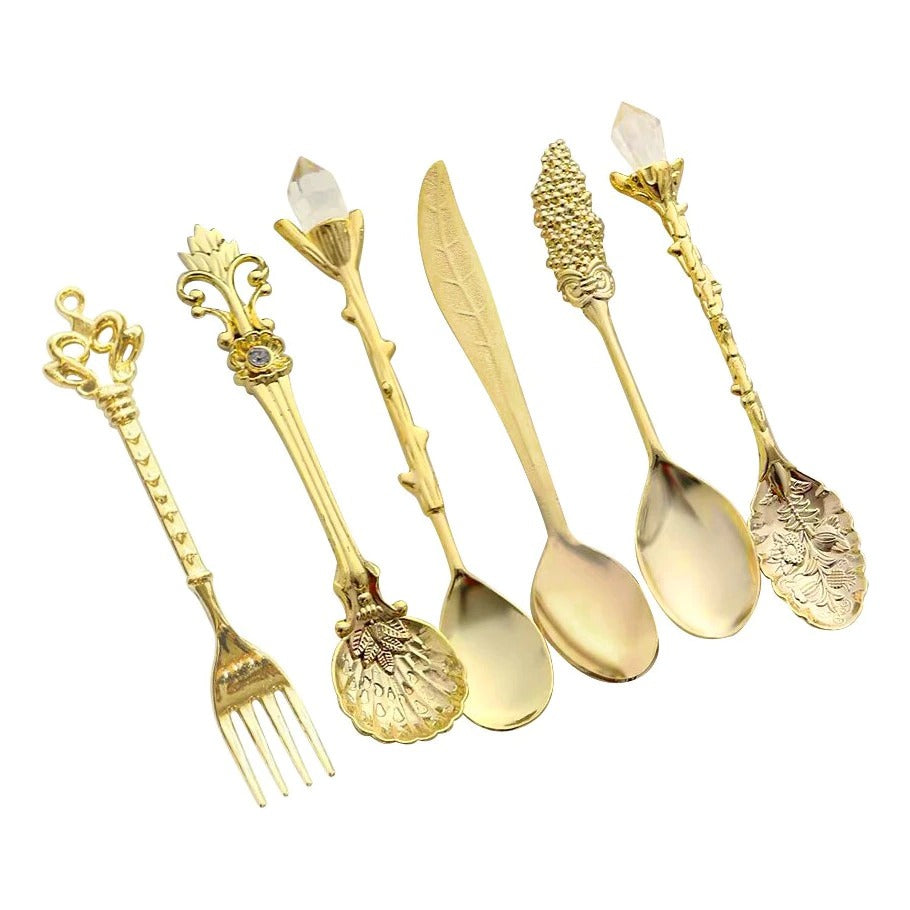 Conjunto de 6 Unidades Colheres Esculpidas Vintage- Cazehn