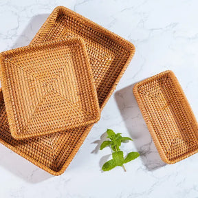 Bandeja Artesanal em Rattan Camboja - Cazehn