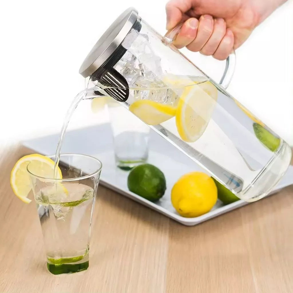 Jarra de vidro Borossilicato com Tampo Inox -Cazehn
