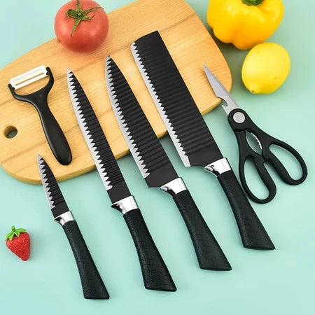 Kit facas de cozinha/Churrasco Profissional 6 Peças-Cazehn
