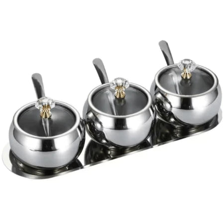 Kit com 3 Pote de Condimentos de Luxo  -Cazehn