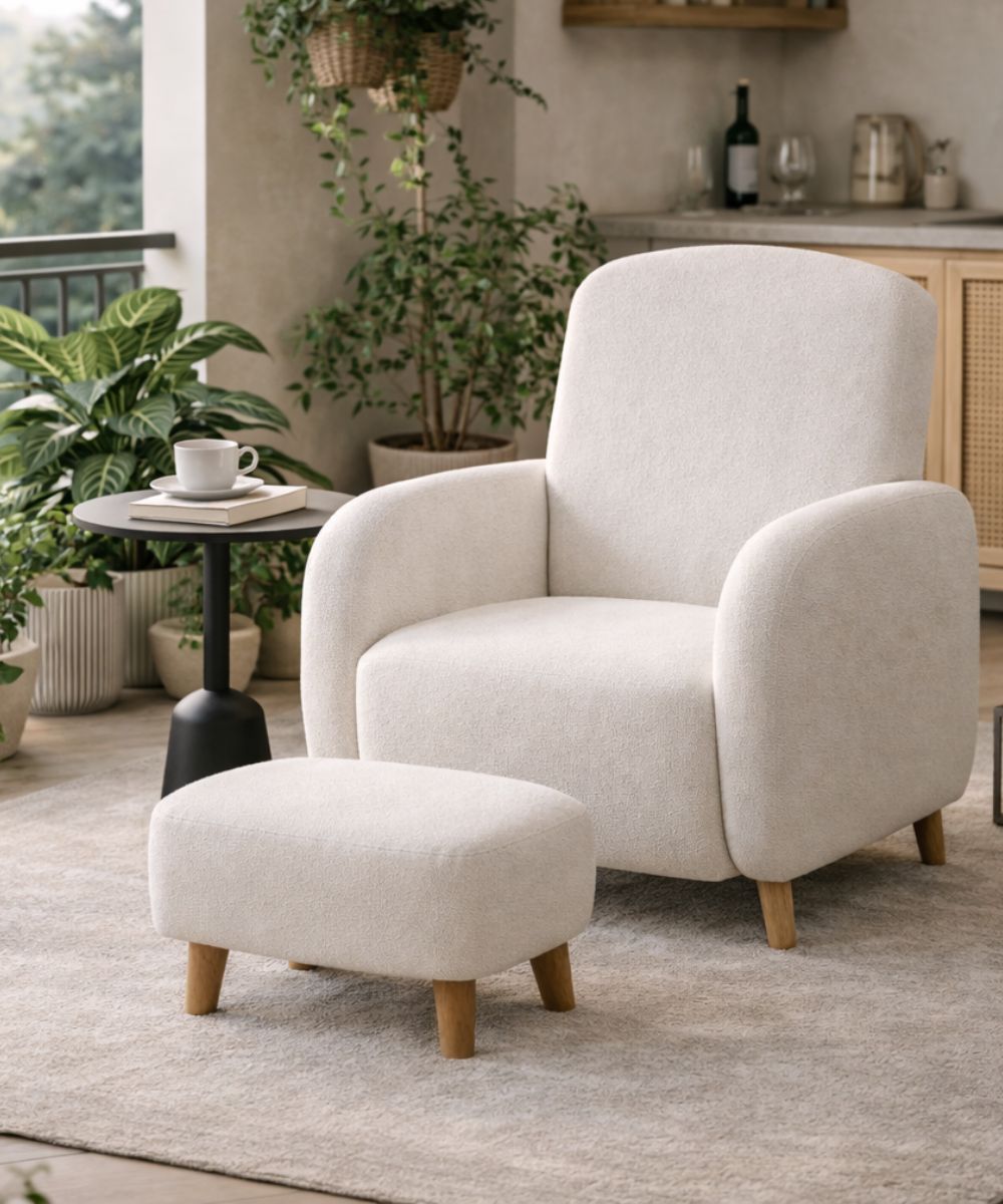 Poltrona decorativa com puff 4