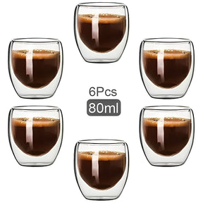 Jogo Xícara  De Café Duplo Isolamento Térmico 6 peças - Cazehn