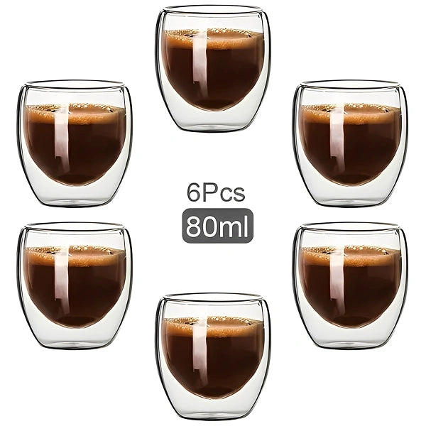 Jogo Xícara  De Café Duplo Isolamento Térmico 6 peças - Cazehn